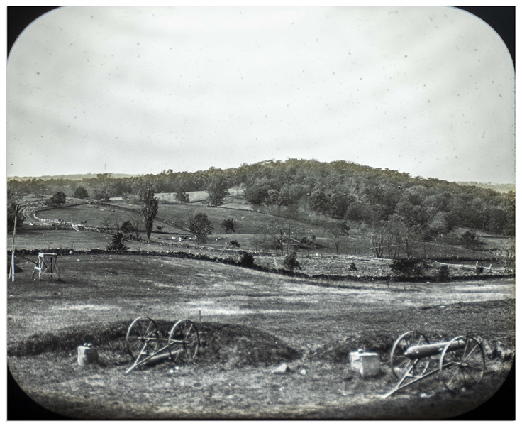Civil War Magic Lantern Slide -- Showing Culp's Hill From Cemetery Hill